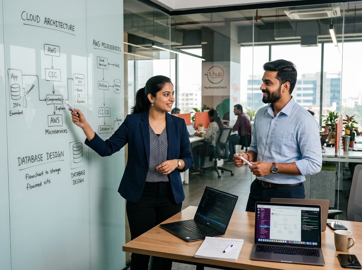 Young Indian technology professionals collaborating in modern office